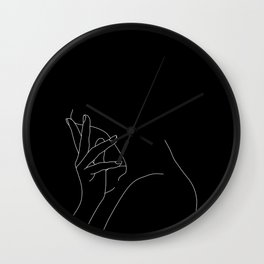Hand on neck line drawing - Josie Black Wall Clock