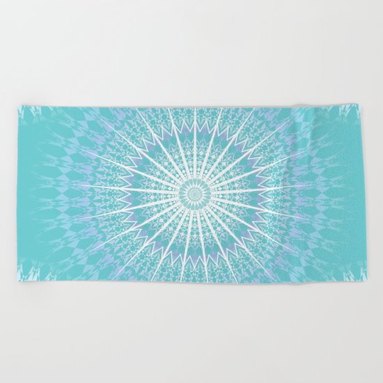 Turquoise Purple Boho Mandala Beach Towel