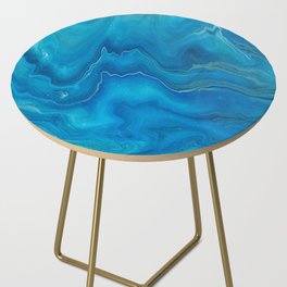 Blue & Teal Marble Agate Abstraction Side Table