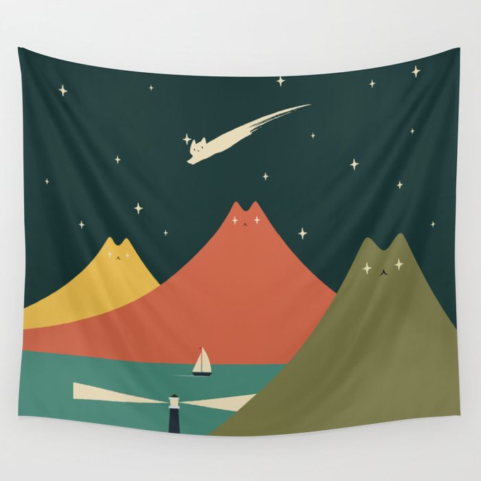 Cat Landscape 130 Wall Tapestry