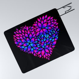 Purple Blue Flower Pattern Heart  Picnic Blanket