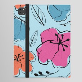 Elegant Floral Pattern Pink Orange And Light Blue Simple Flower Pattern  iPad Folio Case