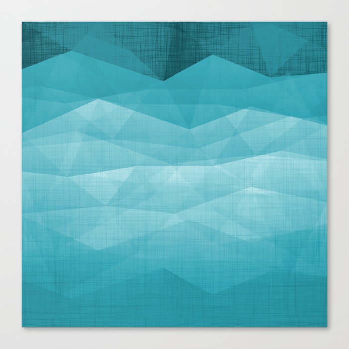 Teal Meadow Mountain Geometric Triangle Minimalism Canvas Print