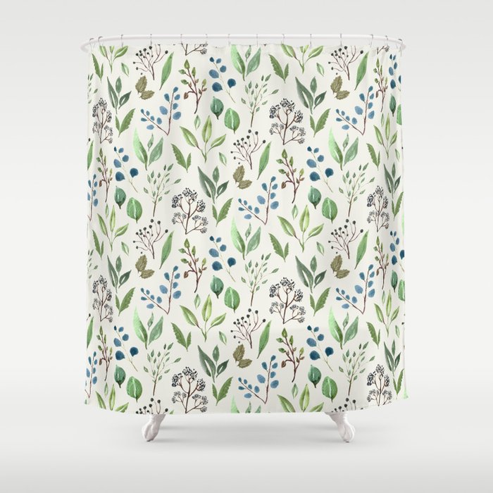 Neutral retreat watercolor leaves Shower Curtain