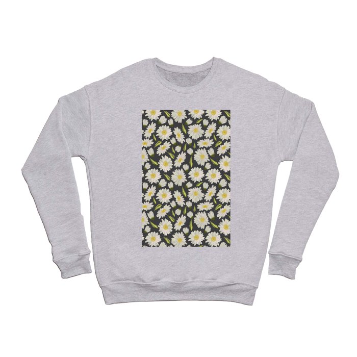 Daisies with dark grey background Crewneck Sweatshirt