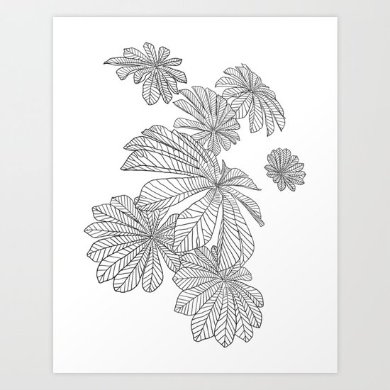 Tropical Leaves Line Art Art Print By Lamaisondulapino Society6