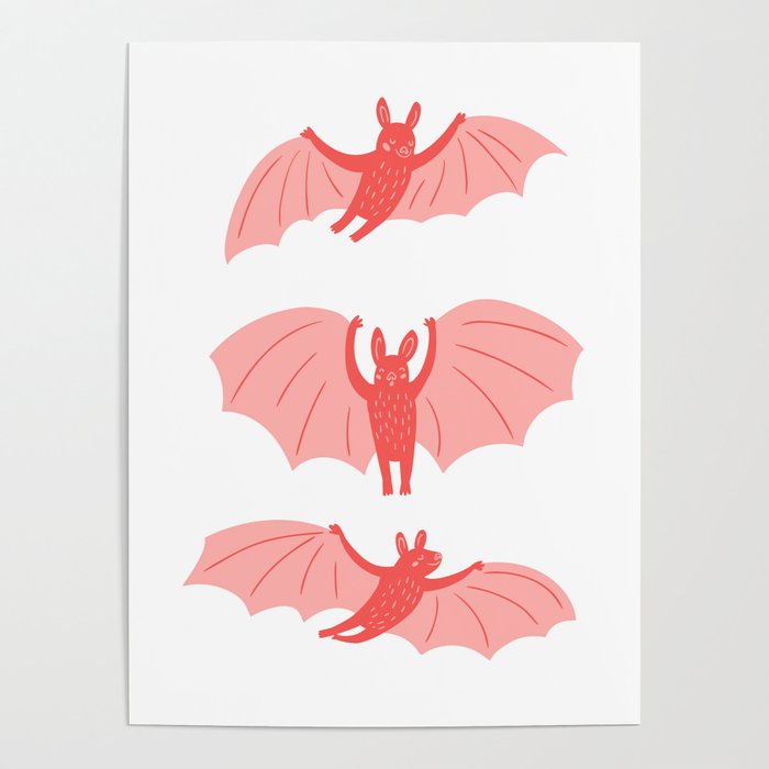 Cute pink bats Poster
