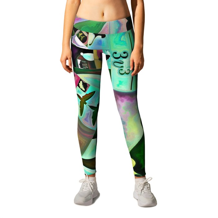 Inner Encryption series. Background of abstract organic forms, art textures and colors on subject of hidden meanings, sacred life, drama, poetry, mysticism and art. Leggings