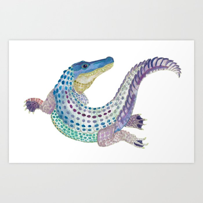 Watercolor Alligator Art Print By Clockworkdragon Society6