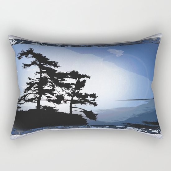 TWO WINDSWEPT DOUGLAS FIR ON THE SHORELINE Rectangular Pillow