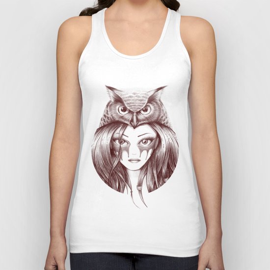 Owl Totem Girl Unisex Tank Top