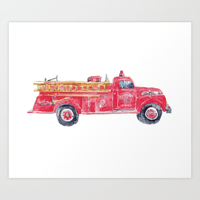 Fire truck print firetruck Art Print