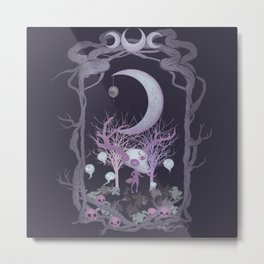 Cute Wendigo Metal Print | Ghosts, Chibi, Cute, Digital, Spirit, Forest, Cannibal, Branches, Cryptid, Moon 