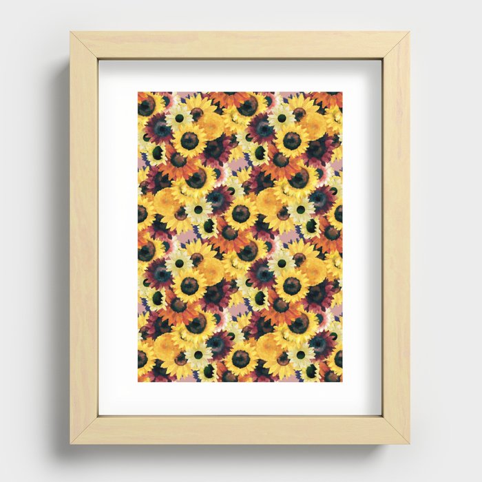 Sunflower Pattern Recessed Framed Print