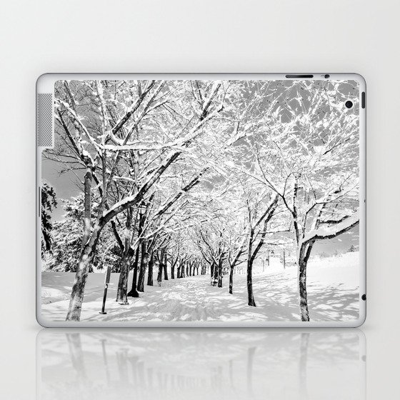 Light Through Snow Covered Trees, B&W Laptop & iPad Skin