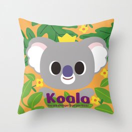 Like per Like hi, baby koala art print Throw Pillow