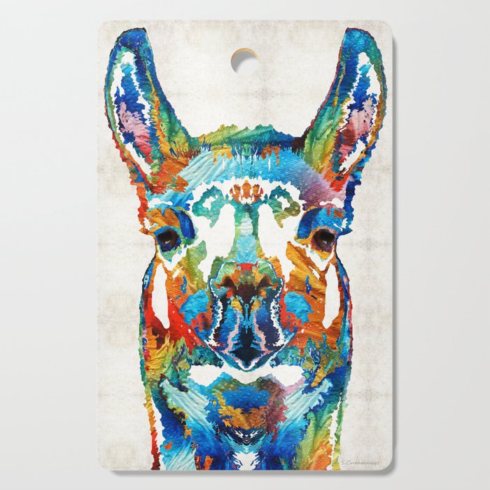 Colorful Llama Art - The Prince - By Sharon Cummings Cutting Board