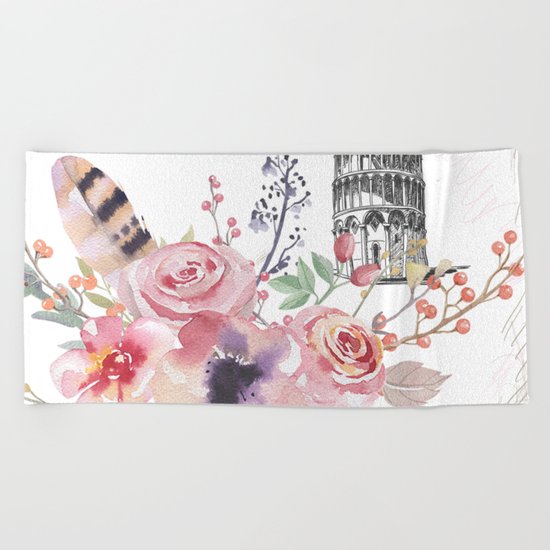 Flowers bouquet #28 Beach Towel