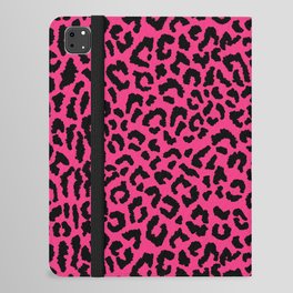 2000s leopard_black on hot pink iPad Folio Case