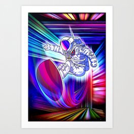Space Surfer in Multiple Time Dimensions Art Print