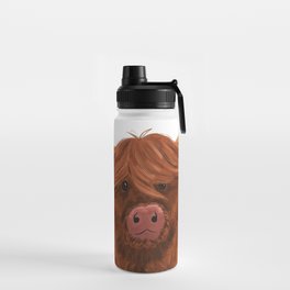 highland cow painting  Water Bottle
