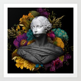 Chaotic Floral Bust Art Print