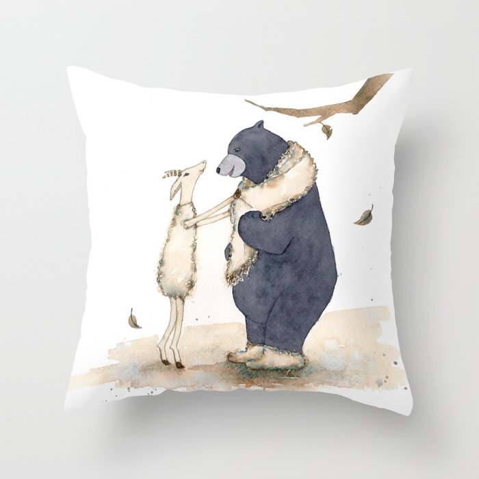 Winter gift for Bear Throw Pillow