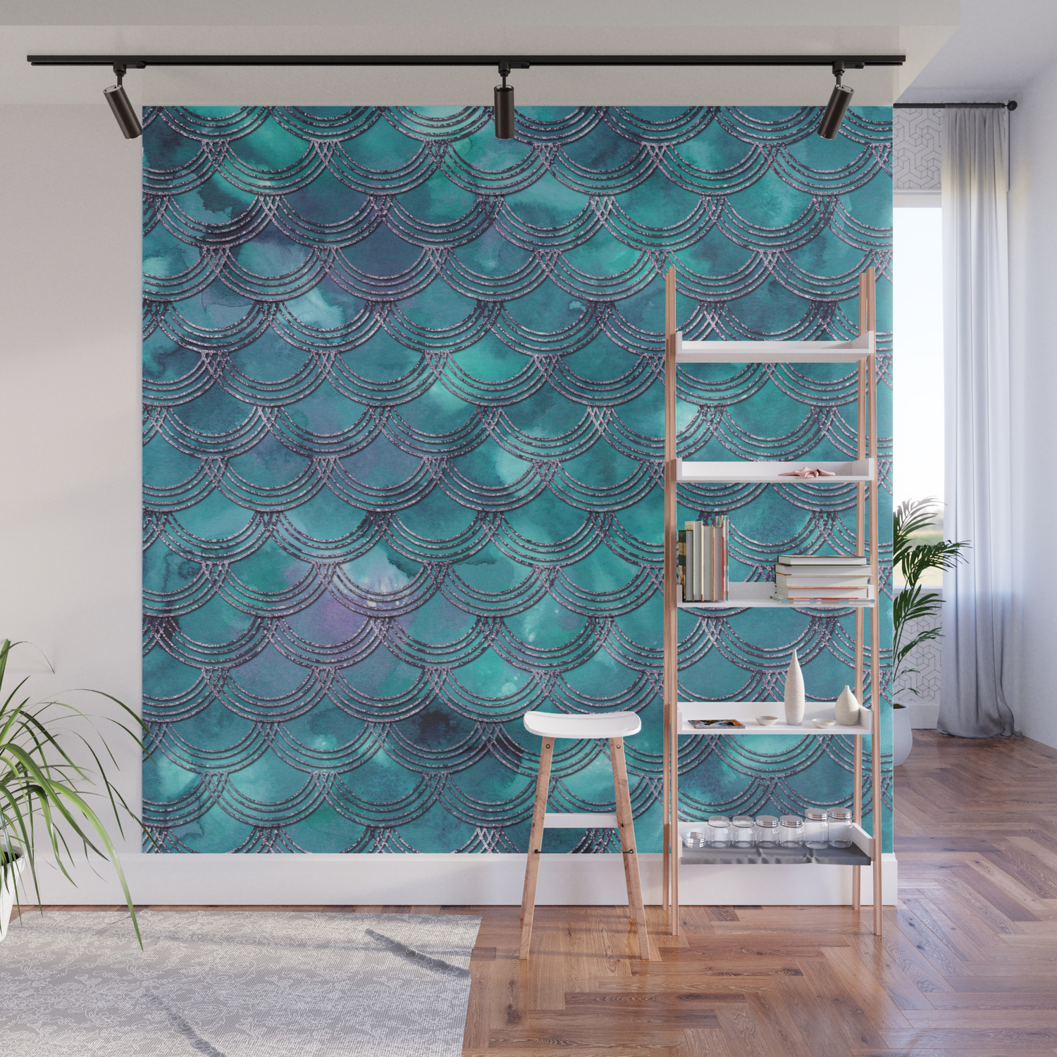 Teal Purple Mermaid Scales Glam 1 Shiny Decor Art Society6