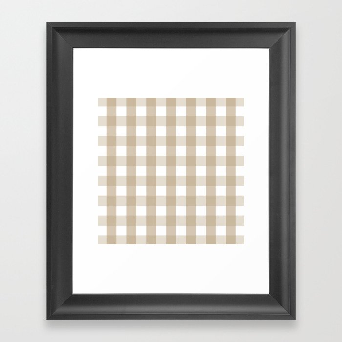 Gingham Plaid Pattern (tan/white) Framed Art Print