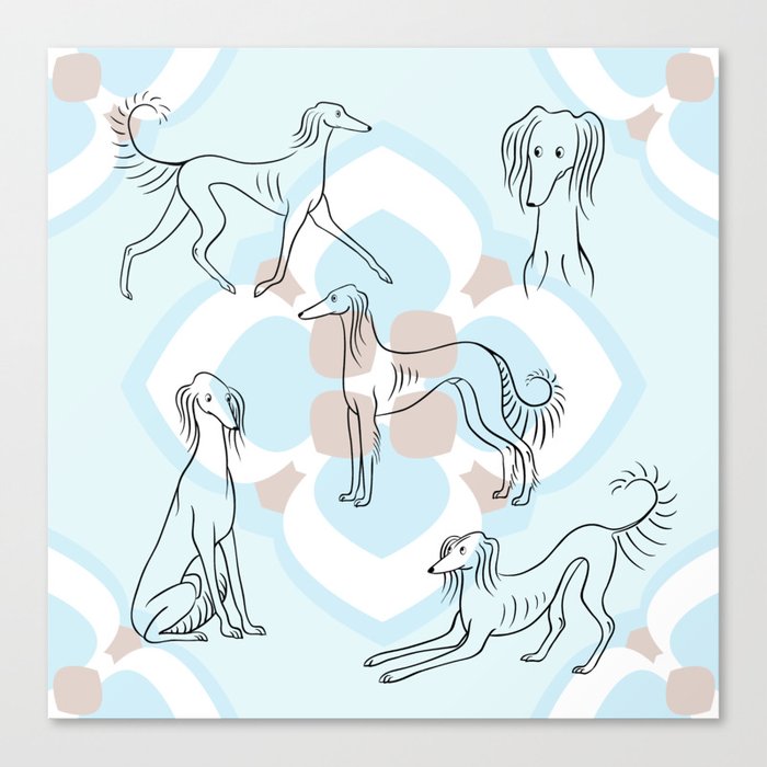 Saluki Pattern in Light Blue Leinwanddruck Saluki Pattern in Light Blue Leinwanddruck