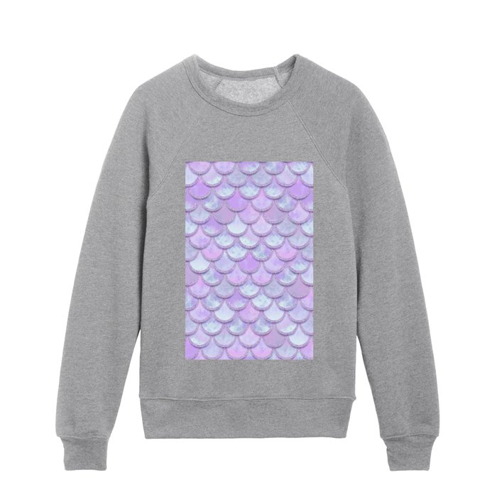 Baby Mermaid Scales Lavender Purple Kids Crewneck