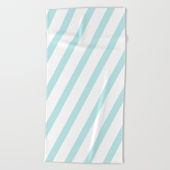 Diagonal stripes - turquoise fresh summer pattern Beach Towel