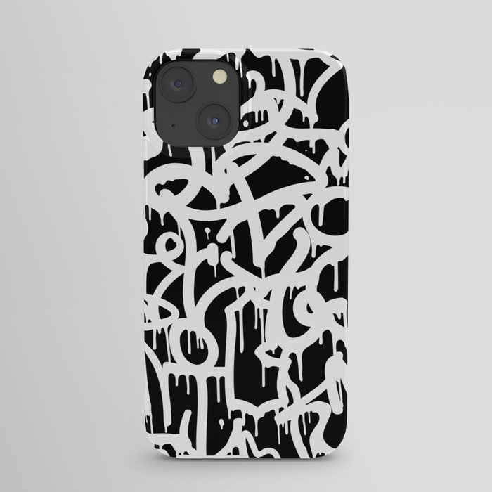 Black and White Graffiti Pattern iPhone Case