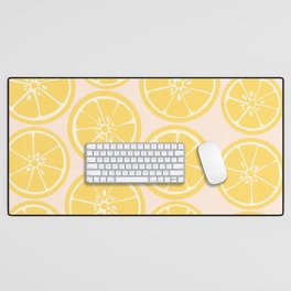 Pink Summer Lemon Slices Desk Mat