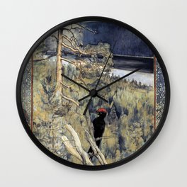 Akseli Gallen-Kallela - Great Black Woodpecker Wall Clock