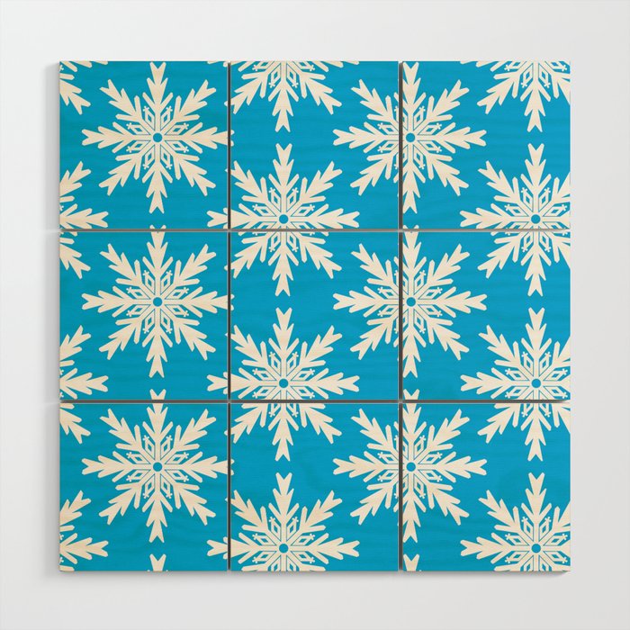 Christmas Snowflakes Winter Sky Wood Wall Art