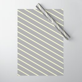 [ Thumbnail: Light Yellow and Dark Gray Colored Stripes Pattern Wrapping Paper ]