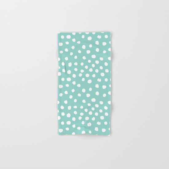 Minty mini painted dots polka dots mint pastel dotty trendy gender neutral must have dorm college Hand & Bath Towel