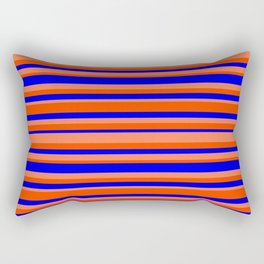 [ Thumbnail: Blue, Coral & Red Colored Striped Pattern Rectangular Pillow ]