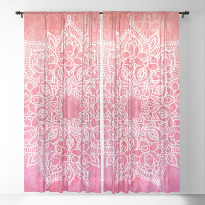 The infinite lotus mandala - Pinks Sheer Curtain
