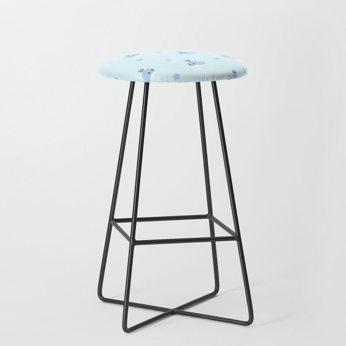 Cute Cartoon Blue Whale Pattern Bar Stool