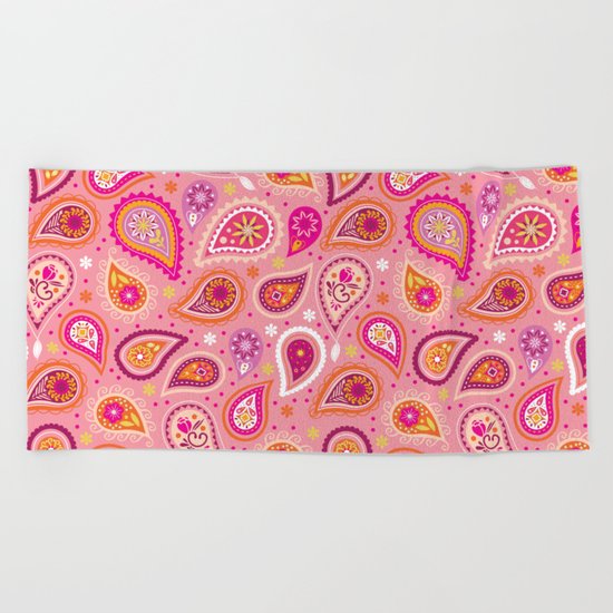 Colorful summer paisleys Beach Towel