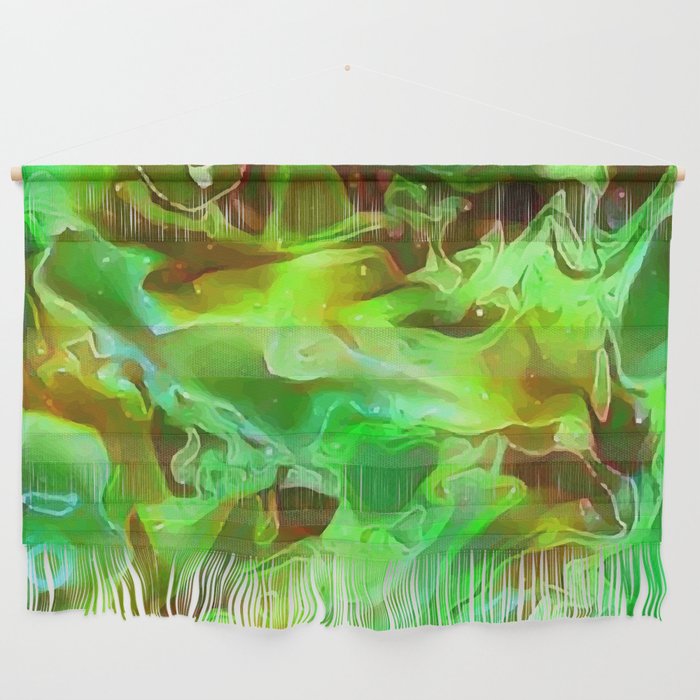 Emerald Field - green gold abstract swirl pattern Wall Hanging