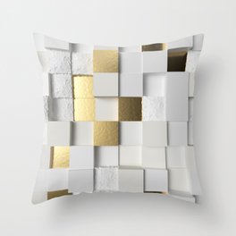 Elegant Cube wall 3D art- white and gold Throw Pillow