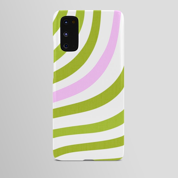 Green and Pastel Pink Stripes Android Case