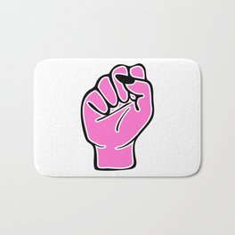 Pink female fist Bath Mat | Dope, Girl, Powerful, Patriarchy, Retro, Sticker, Pink, Fight, Feminine, Strong 
