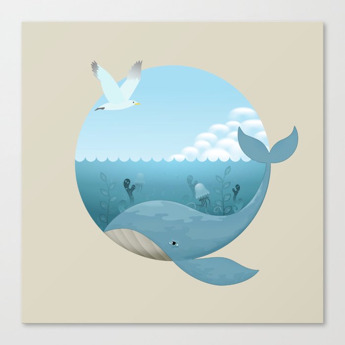 Whale & Seagull (US and THEM) Canvas Print