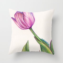 Purple Tulip in Colored Pencil Throw Pillow
