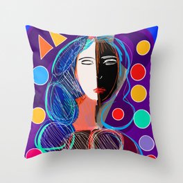 Portrait of a dreaming girl Throw Pillow