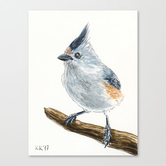 Titmouse bird watercolor Canvas Print